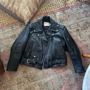 Rare Vintage Genuine Leather Moto Jacket - black